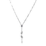 Collier d'occasion or 750 blanc maille vénitienne, zirconias