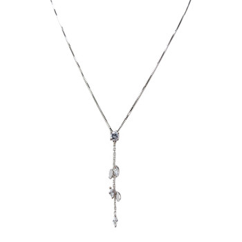 Pre-owned 750 white gold Venetian chain necklace with zirconia stones