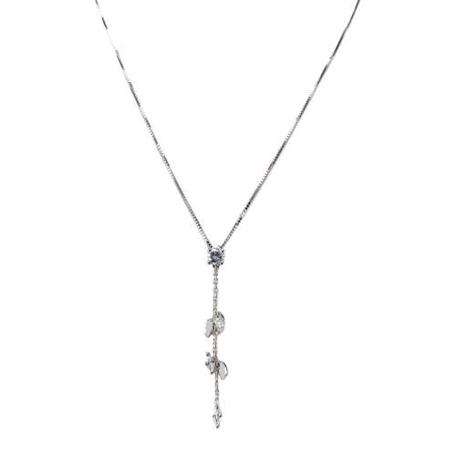 Pre-owned 750 white gold Venetian chain necklace with zirconia stones