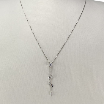 Pre-owned 750 white gold Venetian chain necklace with zirconia stones