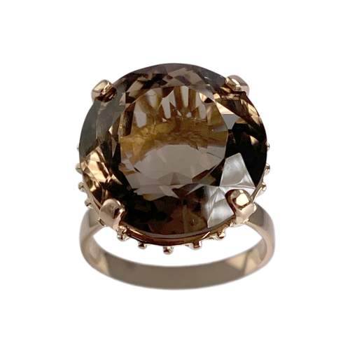 Bague d'occasion or 750 jaune quartz fumé