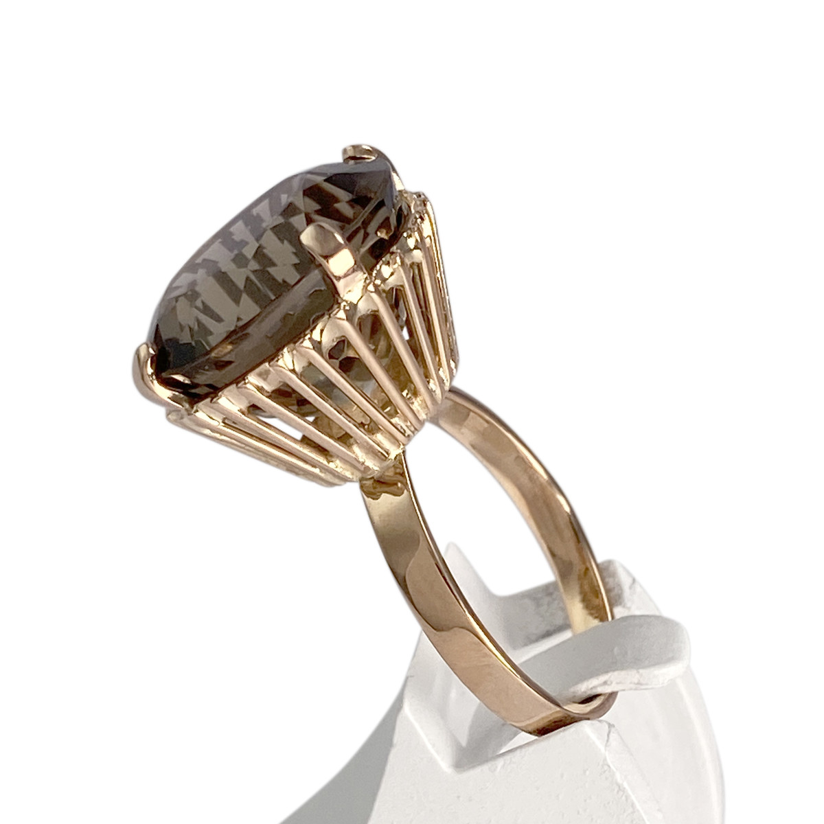 Bague d'occasion or 750 jaune quartz fumé - vue 2