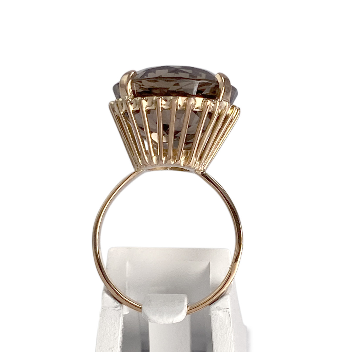Bague d'occasion or 750 jaune quartz fumé - vue 3