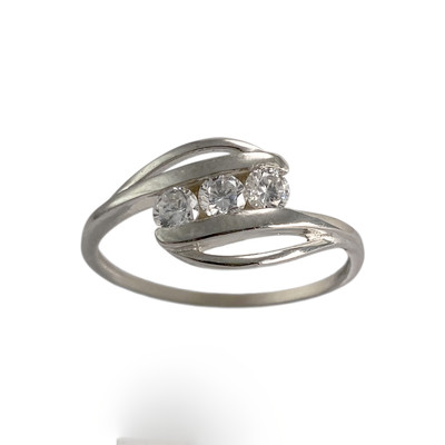 Bague d'occasion or 375 blanc zirconias - vue 1