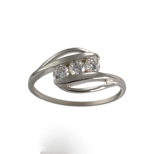 Bague d'occasion or 375 blanc zirconias