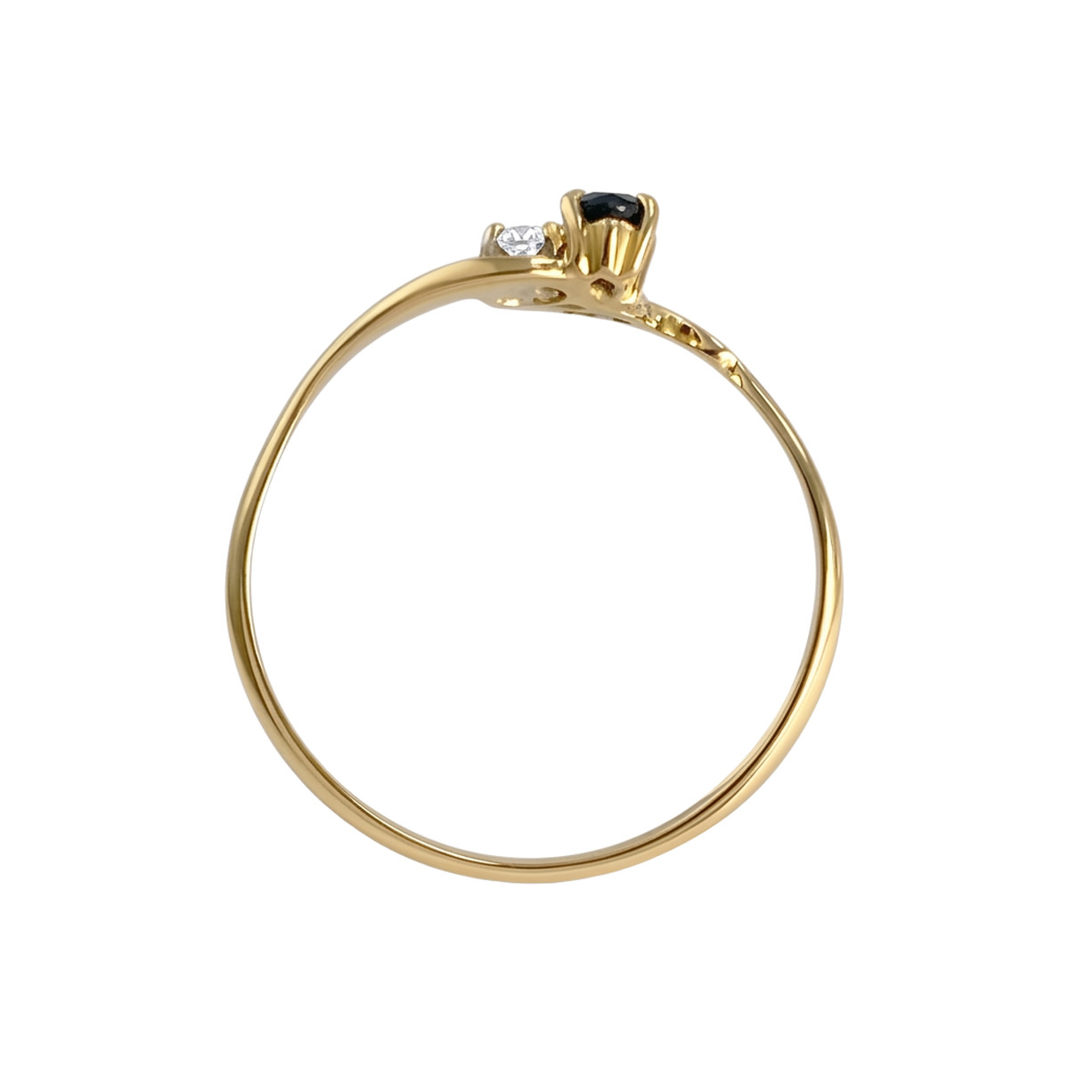 Bague d'occasion or 750  2 tons saphir rubis diamants - vue 3
