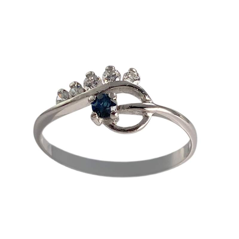 Bague d'occasion or 750 blanc saphir zirconias - vue 1