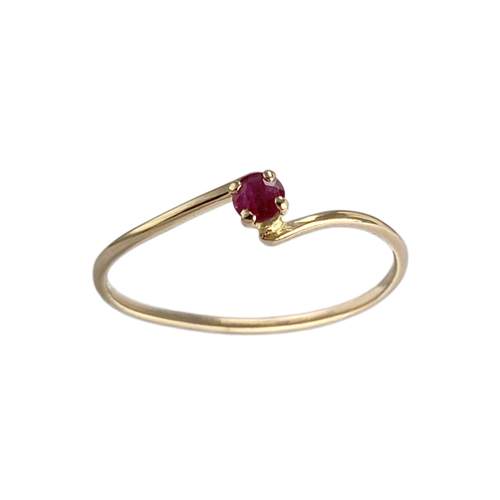 Tweedehands goud 750 gele robijn ring