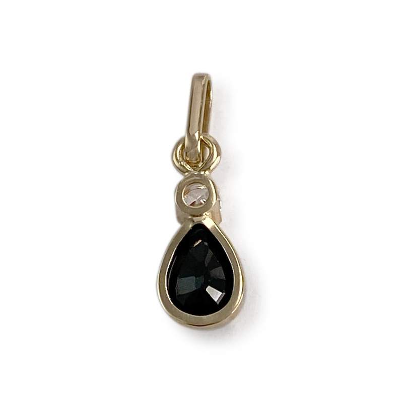Pendentif d'occasion or 750 jaune zirconia saphir - vue 2