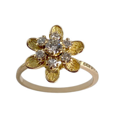 Bague d'occasion or 750 jaune diamants - vue 1
