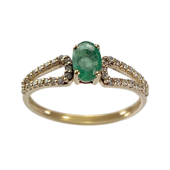 Bague d'occasion or 375 jaune émeraude, zirconias