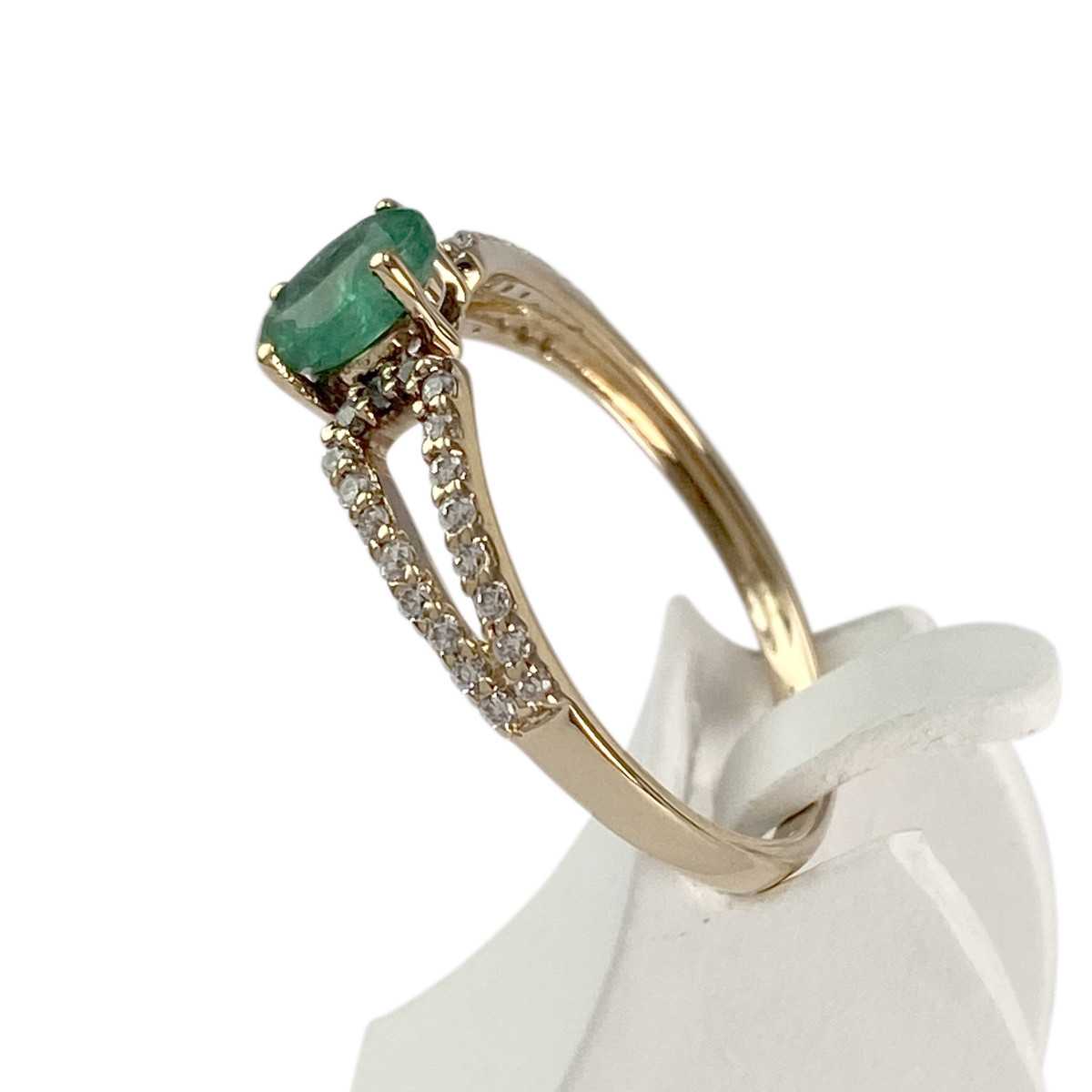 Bague d'occasion or 375 jaune émeraude, zirconias - vue 2