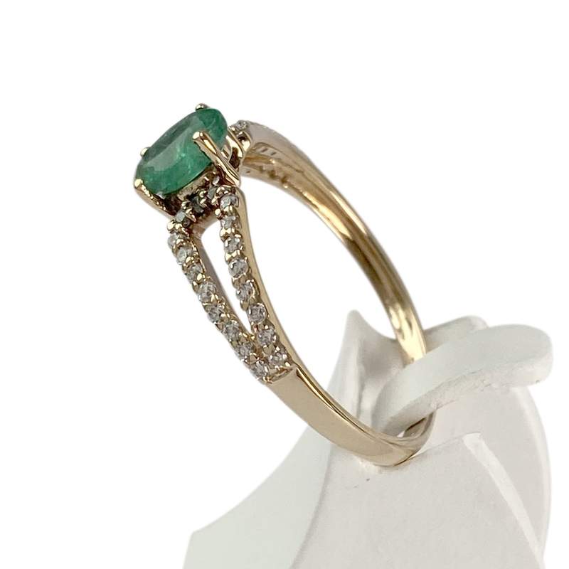 Bague d'occasion or 375 jaune émeraude, zirconias - vue 2
