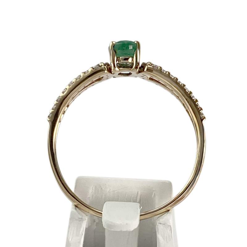 Bague d'occasion or 375 jaune émeraude, zirconias - vue 3
