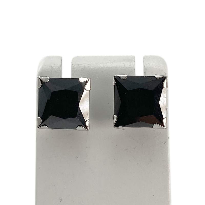 Tweedehands oorbellen van 375 witgoud met synthetische stenen - afbeelding 1