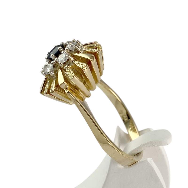 Bague d'occasion or 750 2 tons saphir, diamants - vue 2