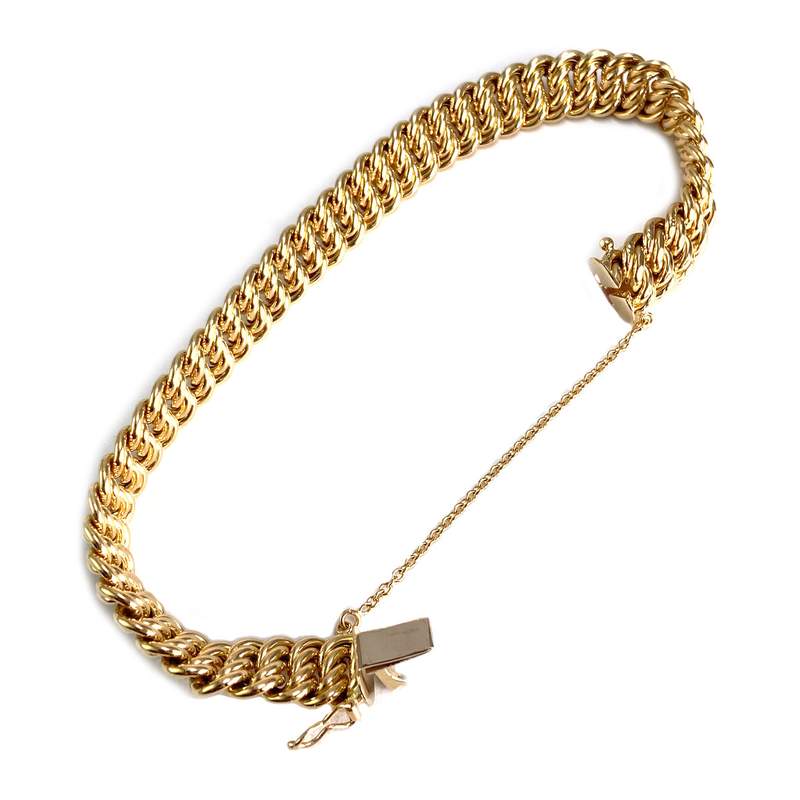 Pre-owned 750 yellow gold American chain bracelet - view 3