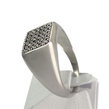 Chevalière d'occasion or 375 blanc diamants noirs