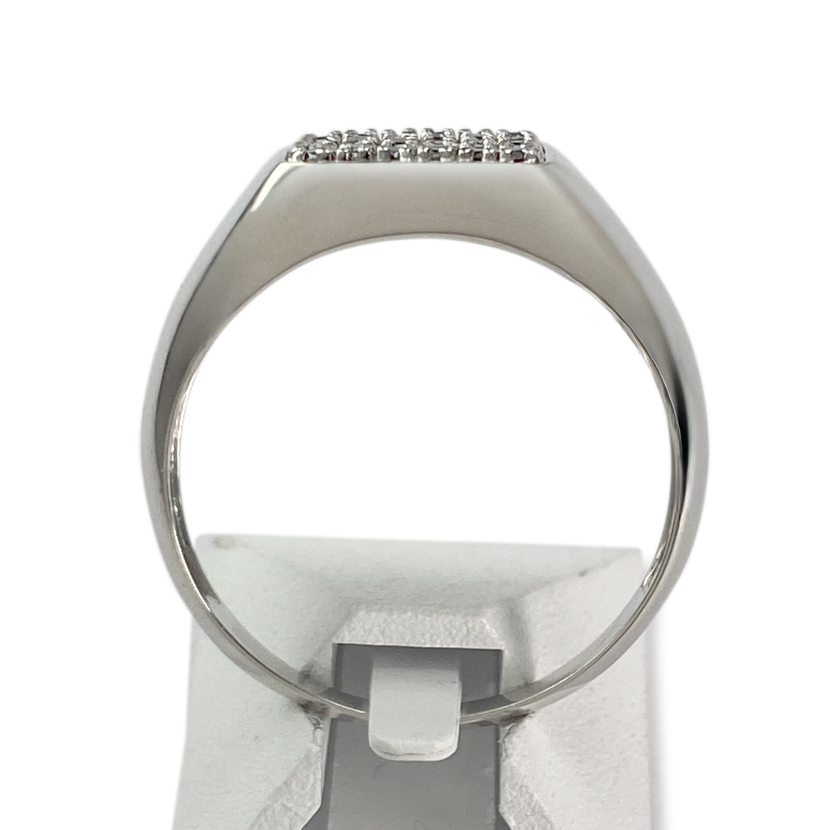 Chevalière d'occasion or 375 blanc diamants noirs traités - vue 3