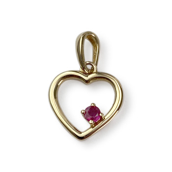 Pendentif d'occasion or 750 jaune coeur rubis