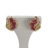 Boucles d'oreilles d'occasion or 750 2t diamants rubis - vue V1