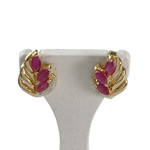 Boucles d'oreilles d'occasion or 750 2t diamants rubis - vue 1