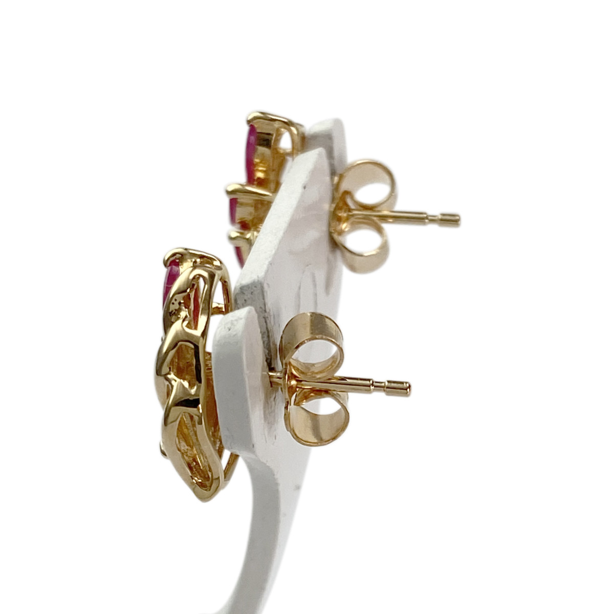 Boucles d'oreilles d'occasion or 750 2t diamants rubis - vue 2