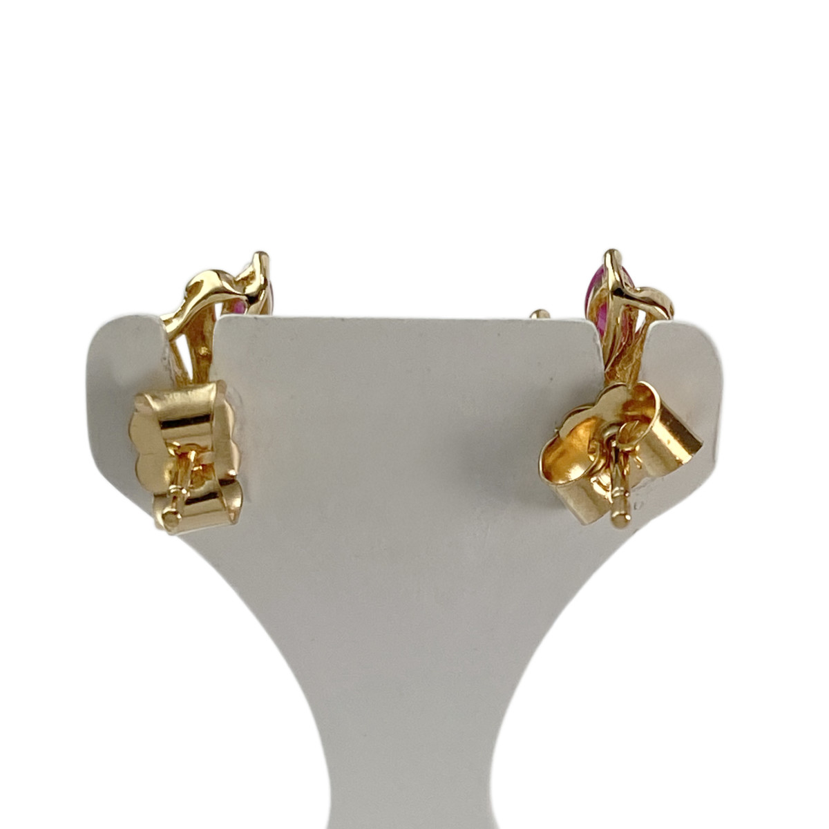 Boucles d'oreilles d'occasion or 750 2t diamants rubis - vue 3