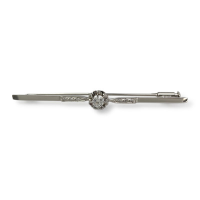 Broche d'occasion or 750  blanc saphirs  synthetiques - vue 1