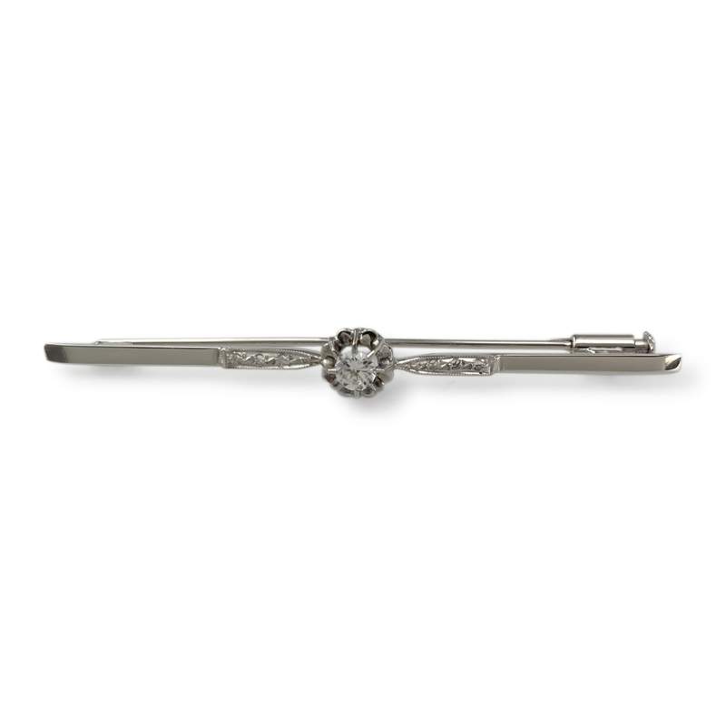 Tweedehands broche van 750 witgoud met synthetische saffieren - afbeelding 1