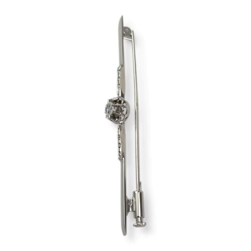 Tweedehands broche van 750 witgoud met synthetische saffieren - afbeelding 2