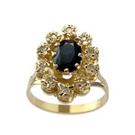 Bague d'occasion or 750 jaune diamant saphir - vue 1