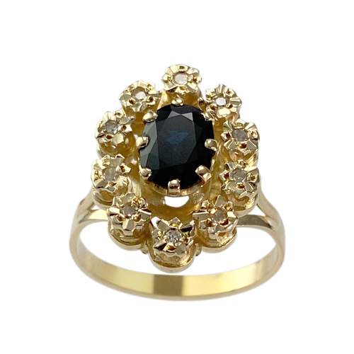Second-hand gold 750 yellow diamond sapphire ring