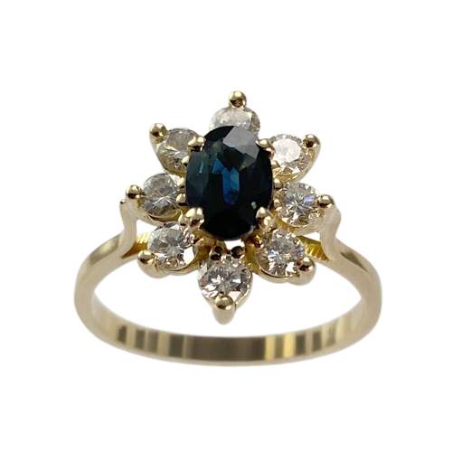 Bague d'occasion or 750 jaune diamant saphir