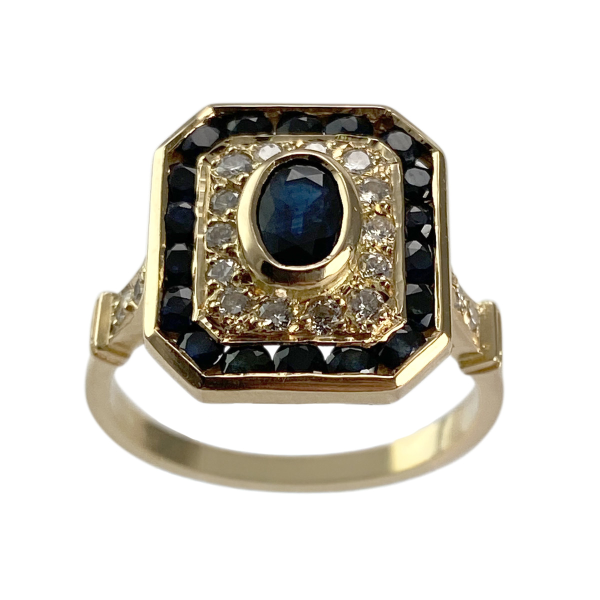 Bague d'occasion or 750 jaune diamant saphir