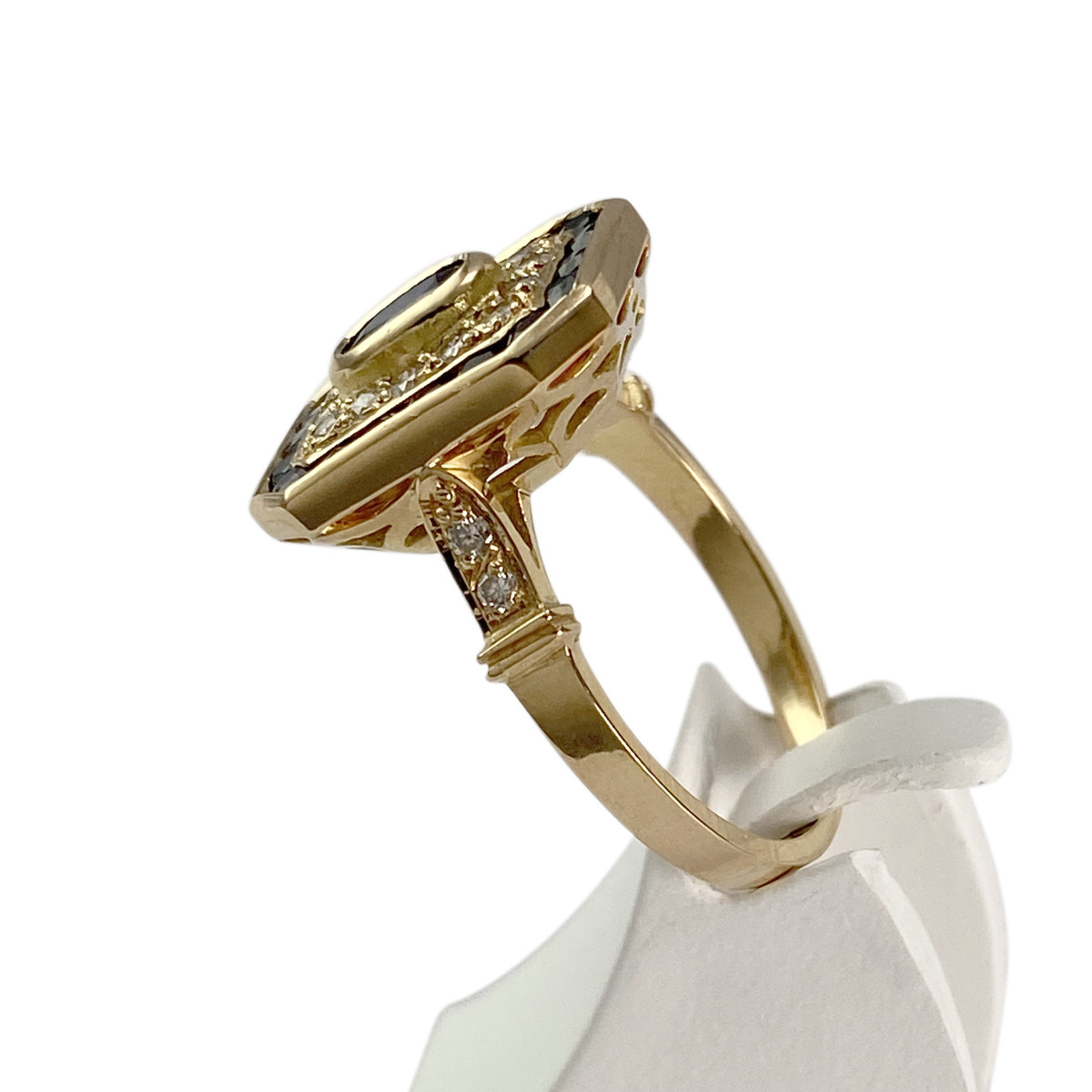 Bague d'occasion or 750 jaune diamant saphir - vue 3