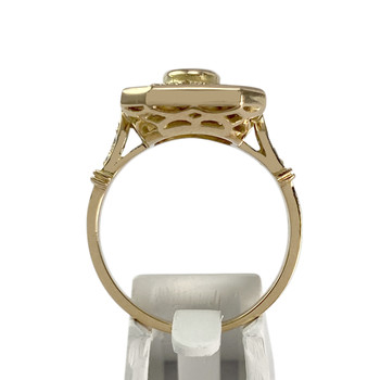 Tweedehands gouden 750 gele diamanten saffieren ring