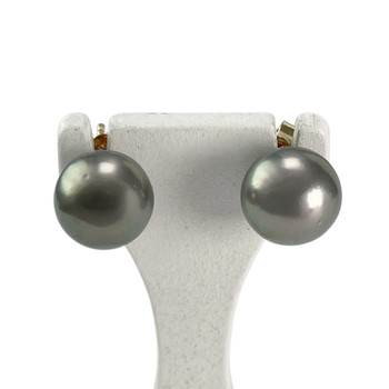 Pre-owned 750 yellow gold earrings with Tahitian pearls