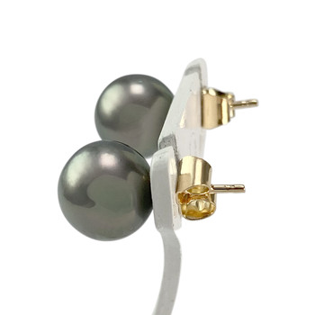 Pre-owned 750 yellow gold earrings with Tahitian pearls