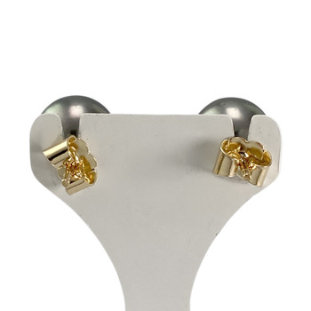 Pre-owned 750 yellow gold earrings with Tahitian pearls