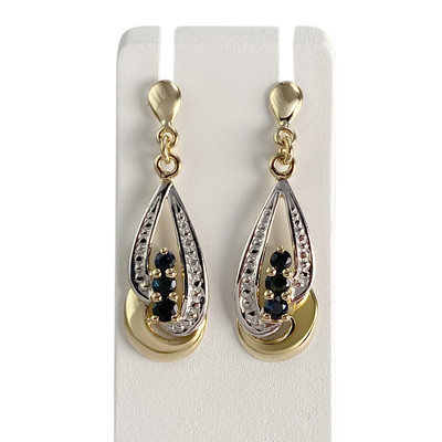 Boucles d'oreilles d'occasion or 750 2 tons  saphirs - vue 1