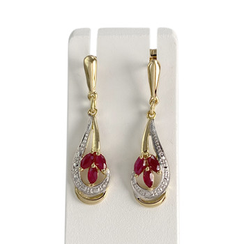 Boucles d'oreilles d'occasion or 750 2tons rubis