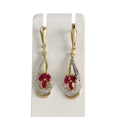 Boucles d'oreilles d'occasion or 750 2tons rubis