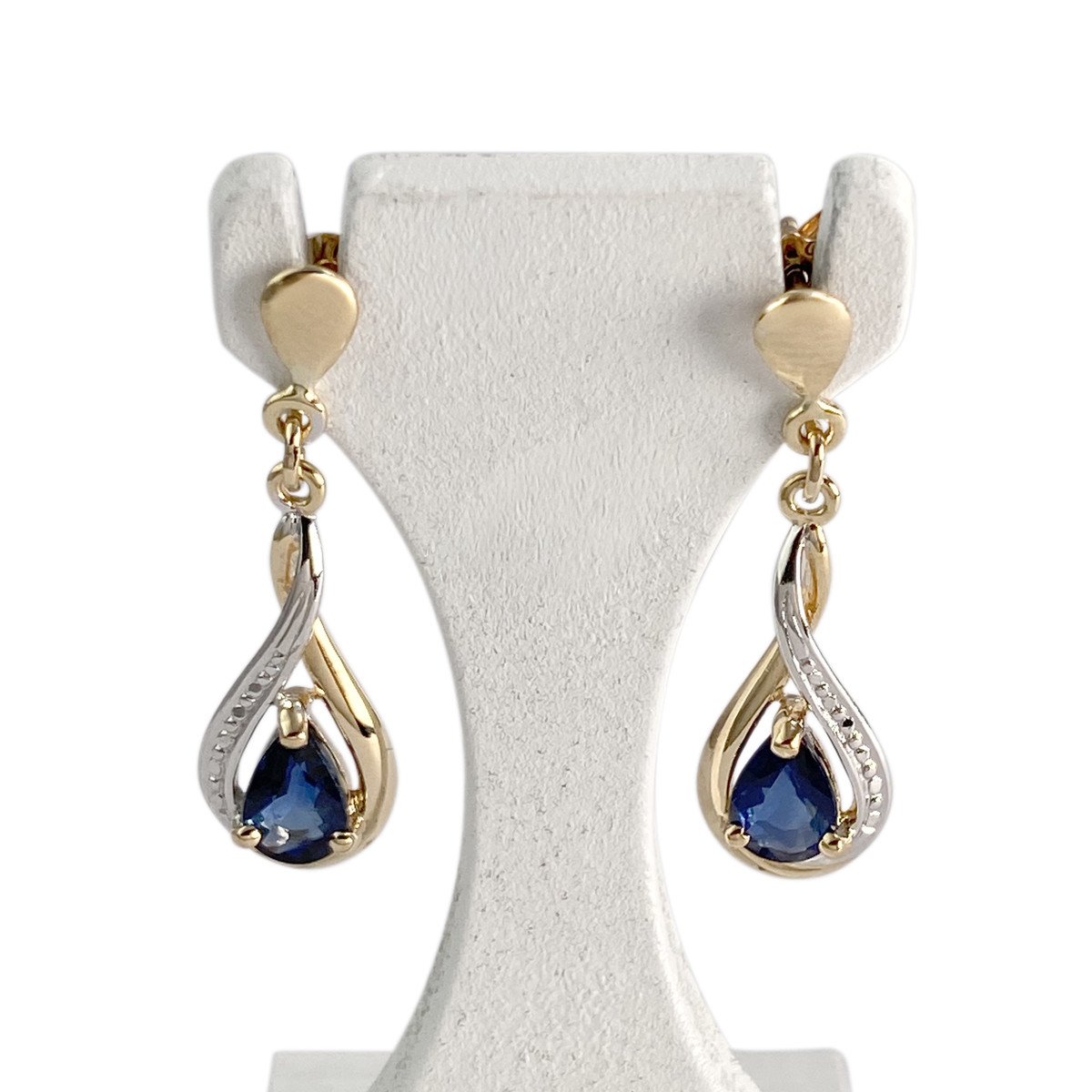 Boucles d'oreilles d'occasion or 750 2 tons saphirs