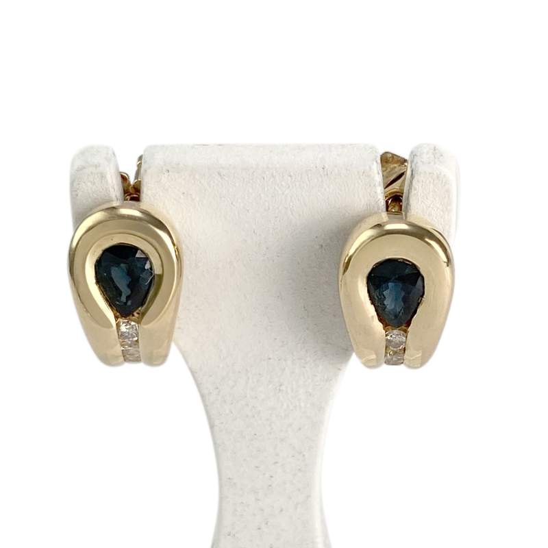 Boucles d'oreilles d'occasion or 750 jaune saphir diamant - vue 1