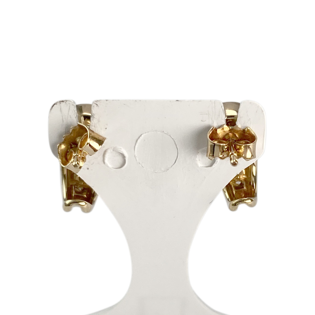 Boucles d'oreilles d'occasion or 750 jaune saphir diamant - vue 3