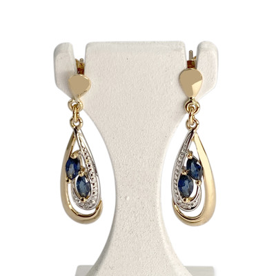 Boucles d'oreilles d'occasion or 750 2 tons saphir - vue 1
