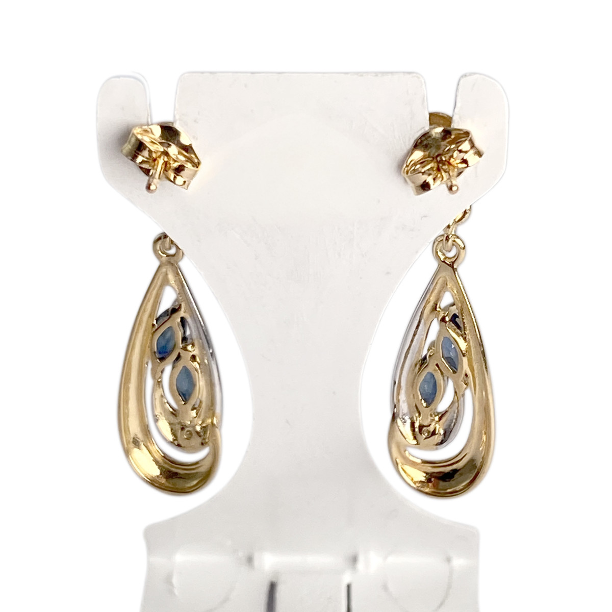 Boucles d'oreilles d'occasion or 750 2 tons saphir - vue 3