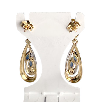 Pre-owned 750 gold two-tone sapphire earrings