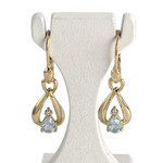 Boucles d'oreilles d'occasion or 750 jaune diamant topaze bleue - vue 1